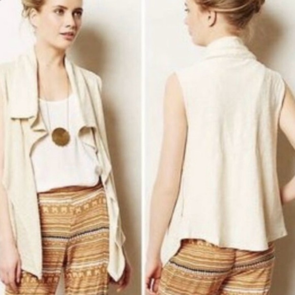 Anthropologie Puella Open Front Flyaway Cardigan Vest Size M - Picture 2 of 8